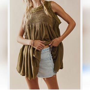 Free People Tribal Sage Green Top
